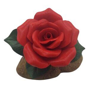 Andrea By Sadek Porcelain Andrea Red Rose On Branch Figurine Capodimonte Japan